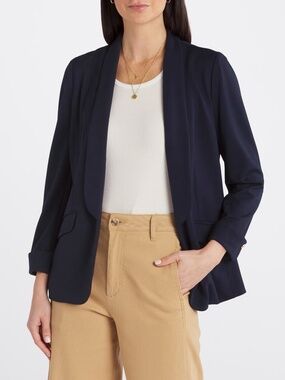 Skies Are Blue Navy Blazer Gold Button Sleeve | Size L | Excellent